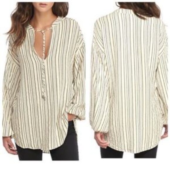 FREE PEOPLE Rhythm of the Night Top Tunic Ivory Small **NEW/Tags - Picture 3 of 3